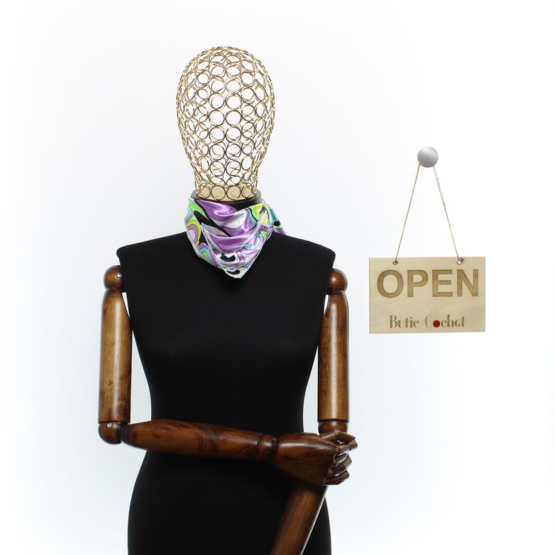 Fashion, accesorii si bijuterii - Femei - Accesorii femei - Esarfe si fulare femei - Batic de dama, 50 x 50 cm, ButicCochet, din satin, multicolor - ES2634 - Infinity.ro