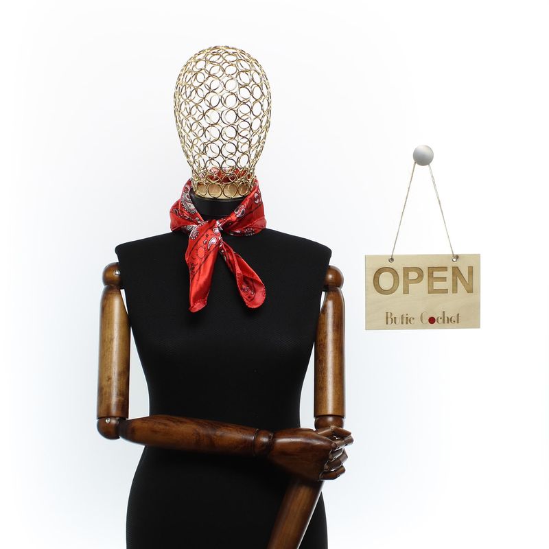 Fashion, accesorii si bijuterii - Femei - Accesorii femei - Esarfe si fulare femei - Batic de dama, 50 x 50 cm, ButicCochet, din satin, multicolor - ES2652 - Infinity.ro