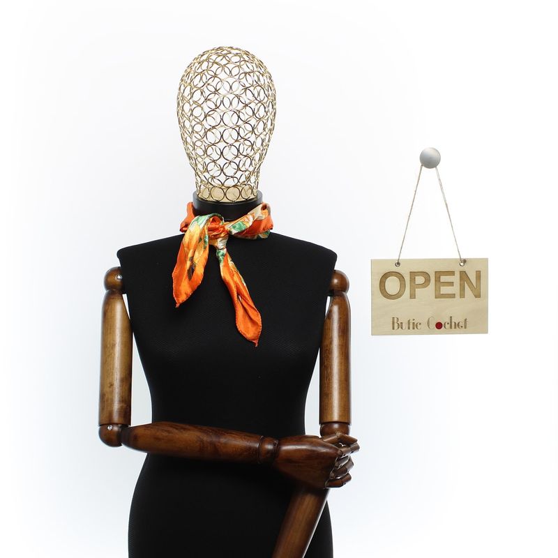Fashion, accesorii si bijuterii - Femei - Accesorii femei - Esarfe si fulare femei - Batic de dama, 50 x 50 cm, ButicCochet, din satin, multicolor - ES2653 - Infinity.ro