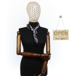 Fashion, accesorii si bijuterii - Femei - Accesorii femei - Esarfe si fulare femei - Batic de dama, 50x50 cm, Buticcochet, imprimeu stilizat, Negru - ES2468 - Infinity.ro