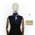 Fashion, accesorii si bijuterii - Femei - Accesorii femei - Esarfe si fulare femei - Batic de dama, 50x50 cm, Buticcochet, saten, imprimeu floral, Bleumarin - ES2675 - Infinity.ro