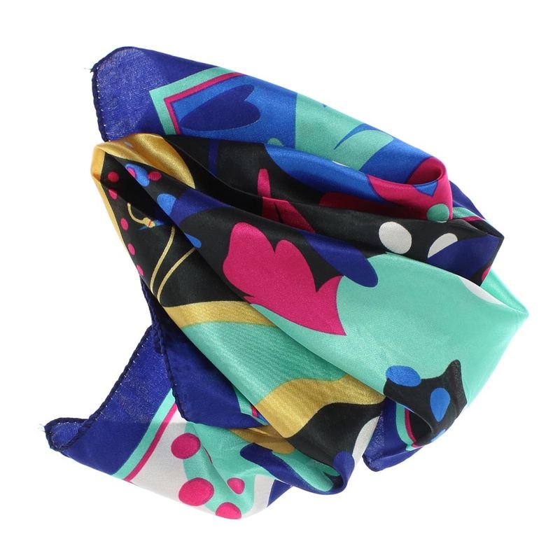 Fashion, accesorii si bijuterii - Femei - Accesorii femei - Esarfe si fulare femei - Batic de dama, 50x50 cm, Buticcochet, saten, imprimeu floral, Bleumarin - ES2675 - Infinity.ro