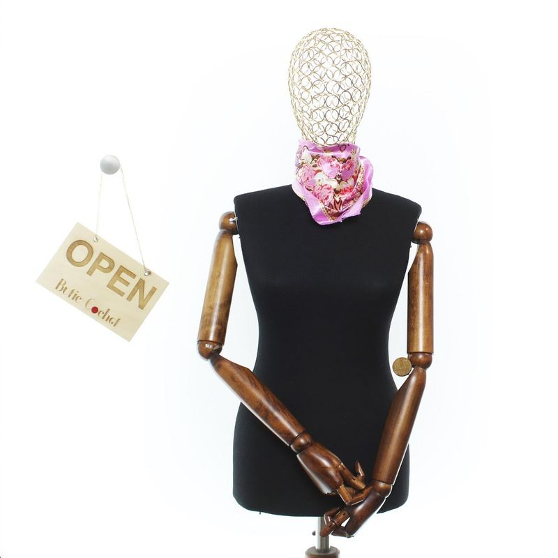 Fashion, accesorii si bijuterii - Femei - Accesorii femei - Esarfe si fulare femei - Batic de dama, 50 x 50 cm, ButicCochet, din satin, multicolor - ES3027 - Infinity.ro