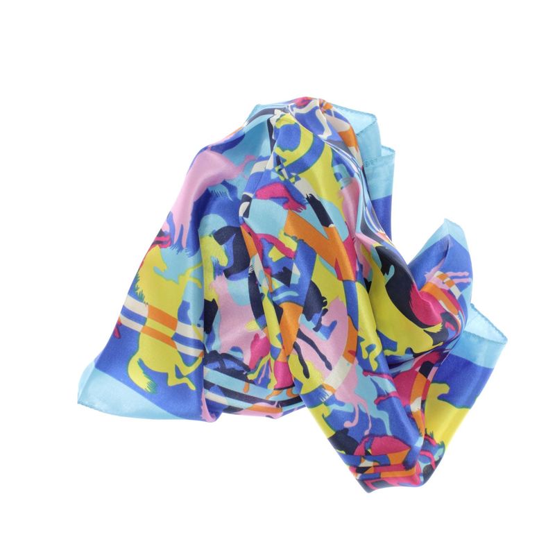 Fashion, accesorii si bijuterii - Femei - Accesorii femei - Esarfe si fulare femei - Batic de dama, 50x50 cm, Buticcochet, imprimeu cu cai, Albastru - ES1157 - Infinity.ro