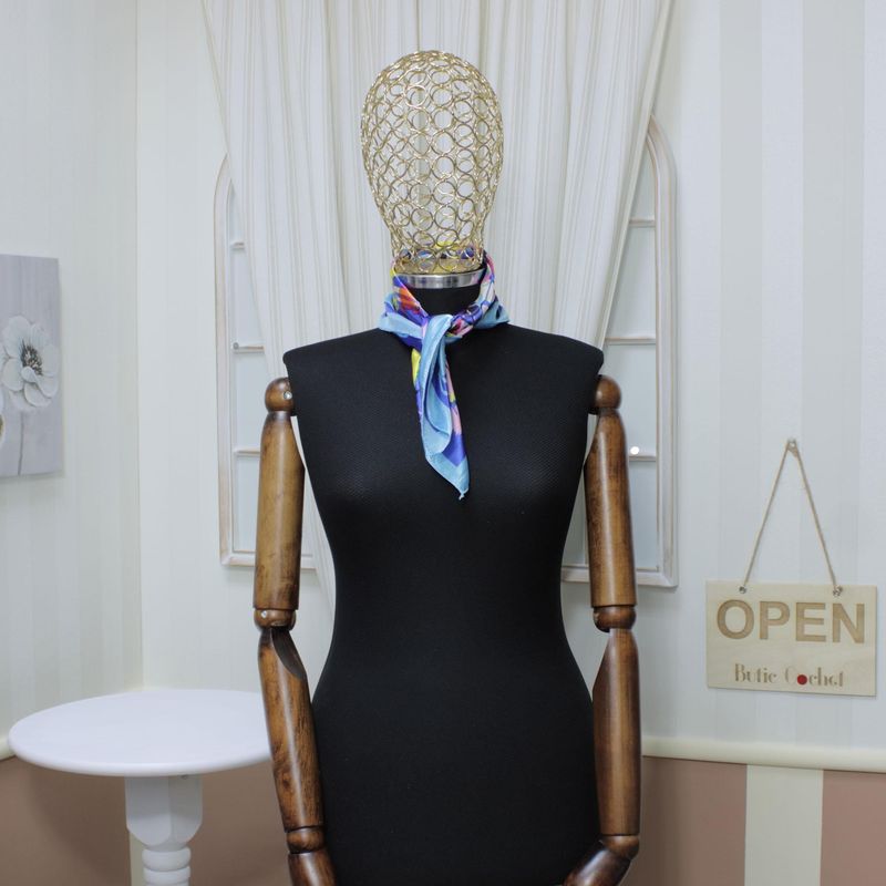 Fashion, accesorii si bijuterii - Femei - Accesorii femei - Esarfe si fulare femei - Batic de dama, 50x50 cm, Buticcochet, imprimeu cu cai, Albastru - ES1157 - Infinity.ro
