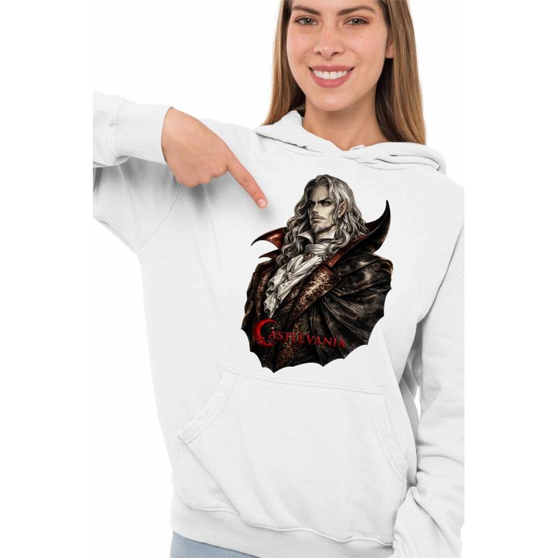 Fashion, accesorii si bijuterii - Femei - Imbracaminte femei - Hanorace femei - Hanorac Femei Castlevania Conte Dracula, alb, marime 2XL - Infinity.ro