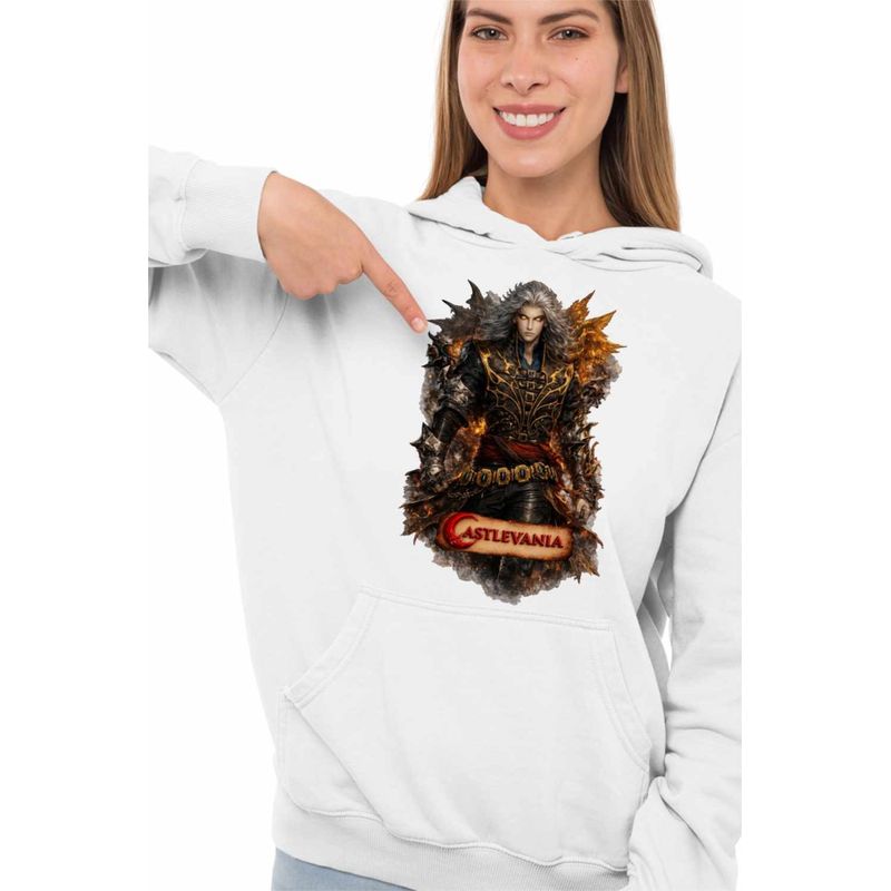 Fashion, accesorii si bijuterii - Femei - Imbracaminte femei - Hanorace femei - Hanorac Femei Castlevania Alucard Vampire Hunters, alb, marime 2XL - Infinity.ro