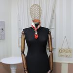 Fashion, accesorii si bijuterii - Femei - Accesorii femei - Esarfe si fulare femei - Batic de dama, 50x50 cm, Buticcochet, cu imprimeu stilizat, Crem - ES1175 - Infinity.ro