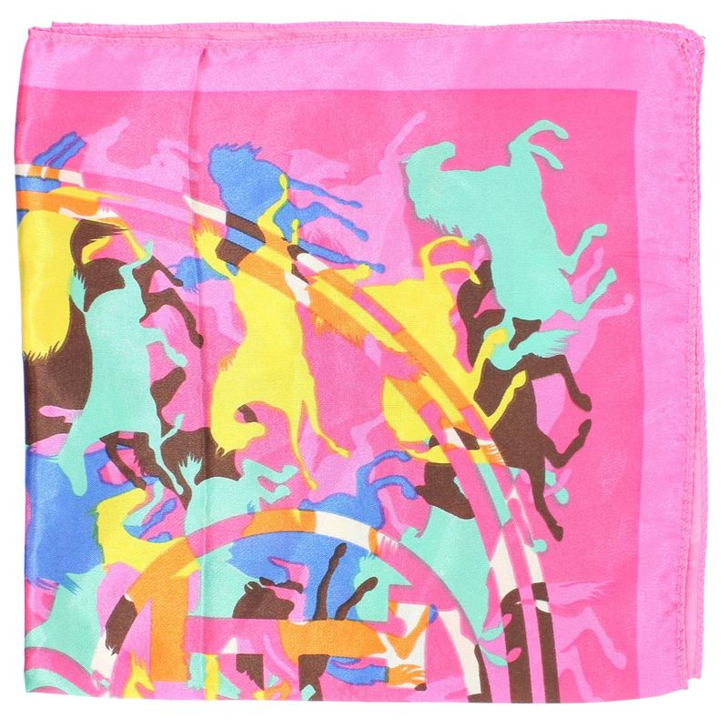 Fashion, accesorii si bijuterii - Femei - Accesorii femei - Esarfe si fulare femei - Batic de dama, 50x50 cm, Buticcochet, saten, imprimeu cu cai, Roz - ES1712 - Infinity.ro