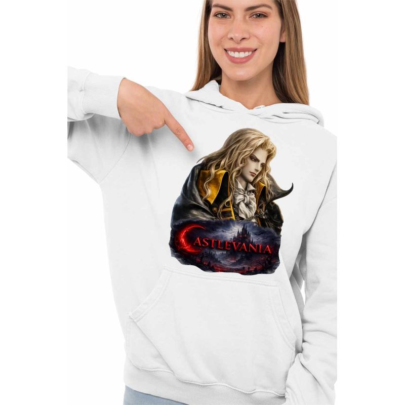 Fashion, accesorii si bijuterii - Femei - Imbracaminte femei - Hanorace femei - Hanorac Femei Castlevania Dracula Alucard, alb, marime 2XL - Infinity.ro