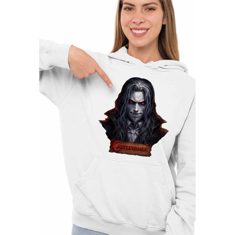 Fashion, accesorii si bijuterii - Femei - Imbracaminte femei - Hanorace femei - Hanorac Femei Castlevania Dracula Gothic Horror, alb, marime 2XL - Infinity.ro