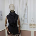 Fashion, accesorii si bijuterii - Femei - Accesorii femei - Esarfe si fulare femei - Esarfa de dama, 100% lana casmir, Negru, cu ciucuri din blanita, 190 x 70 cm - ES812 - Infinity.ro