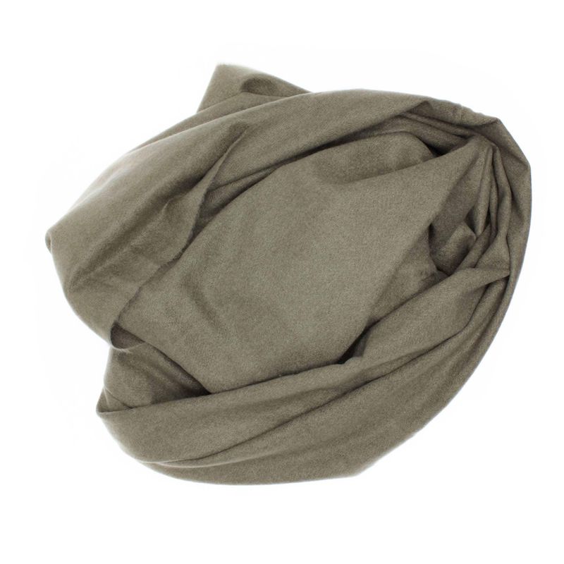 Fashion, accesorii si bijuterii - Femei - Accesorii femei - Esarfe si fulare femei - Esarfa de dama, 100% lana casmir, Kaki, cu ciucuri din blanita, 190 x 70 cm - ES818 - Infinity.ro