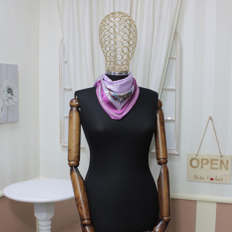 Fashion, accesorii si bijuterii - Femei - Accesorii femei - Esarfe si fulare femei - Esarfa de dama, Buticcochet, dimensiune 60x60 cm, cu imprimeu mandala, Mov - ES1215 - Infinity.ro