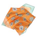 Fashion, accesorii si bijuterii - Femei - Accesorii femei - Esarfe si fulare femei - Esarfa de dama, Buticcochet, dimensiune 60x60 cm, cu imprimeu floral, Portocaliu - ES1209 - Infinity.ro