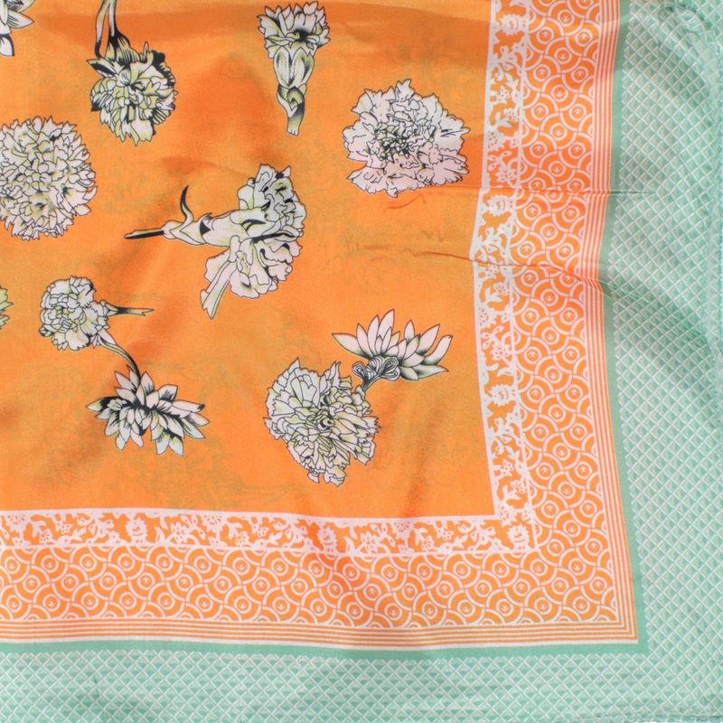 Fashion, accesorii si bijuterii - Femei - Accesorii femei - Esarfe si fulare femei - Esarfa de dama, Buticcochet, dimensiune 60x60 cm, cu imprimeu floral, Portocaliu - ES1209 - Infinity.ro