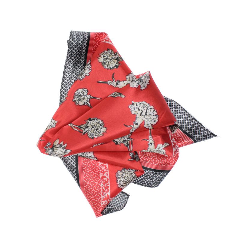 Fashion, accesorii si bijuterii - Femei - Accesorii femei - Esarfe si fulare femei - Esarfa de dama, Buticcochet, dimensiune 60x60 cm, cu imprimeu floral, Rosu - ES1208 - Infinity.ro