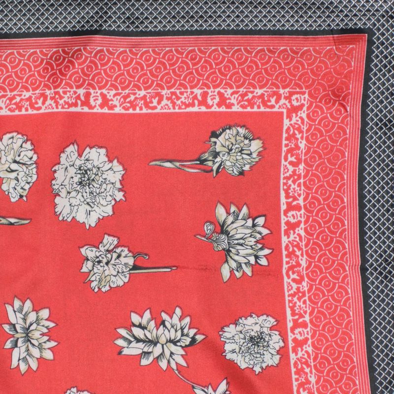 Fashion, accesorii si bijuterii - Femei - Accesorii femei - Esarfe si fulare femei - Esarfa de dama, Buticcochet, dimensiune 60x60 cm, cu imprimeu floral, Rosu - ES1208 - Infinity.ro