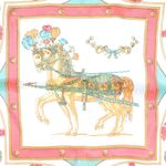 Fashion, accesorii si bijuterii - Femei - Accesorii femei - Esarfe si fulare femei - Esarfa de dama, Buticcochet, dimensiune 60x60 cm, imprimeu cu cai, Albastru - ES1221 - Infinity.ro