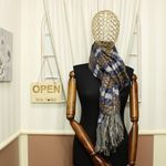 Fashion, accesorii si bijuterii - Femei - Accesorii femei - Esarfe si fulare femei - Esarfa de dama, ButicCochet, din casmir, cu franjuri, 190 x 70 cm, model carouri, Bleumarin - ES1476 - Infinity.ro
