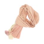 Fashion, accesorii si bijuterii - Femei - Accesorii femei - Esarfe si fulare femei - Esarfa de dama, ButicCochet, din casmir, cu ciucuri din blanita, 200 x 75 cm, Roz - ES1505 - Infinity.ro