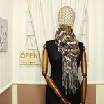Fashion, accesorii si bijuterii - Femei - Accesorii femei - Esarfe si fulare femei - Esarfa de dama, ButicCochet, din casmir, cu franjuri, 190 x 70 cm, model carouri, Maro - ES1478 - Infinity.ro