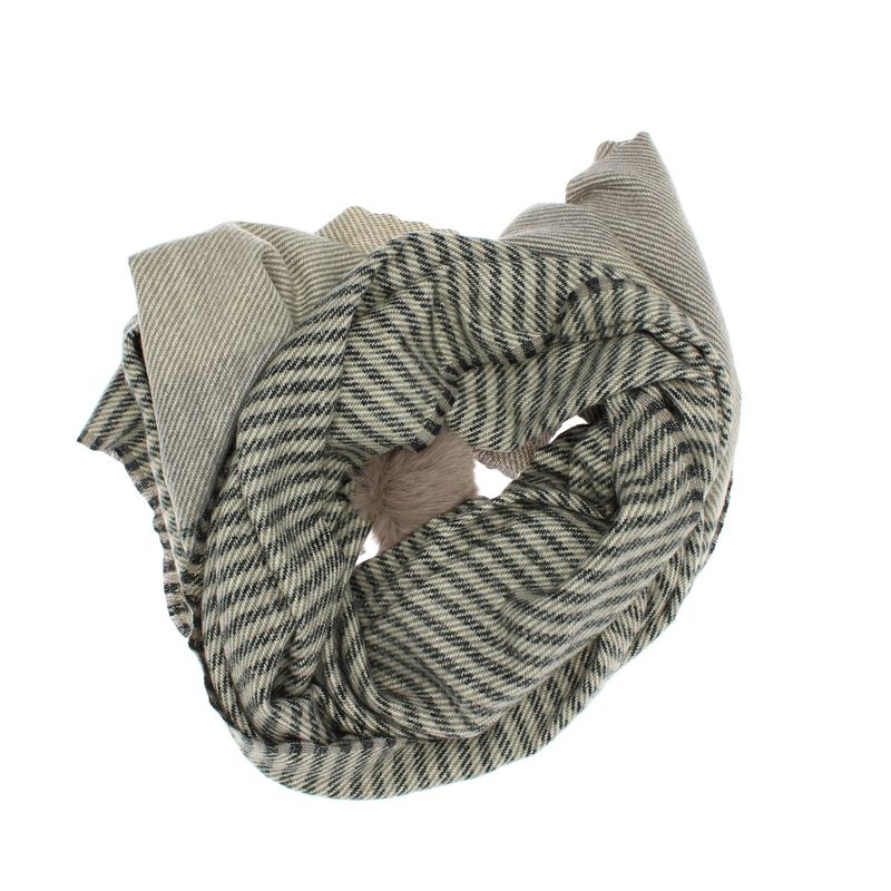 Fashion, accesorii si bijuterii - Femei - Accesorii femei - Esarfe si fulare femei - Esarfa de dama, ButicCochet, din casmir, cu ciucuri din blanita, 200 x 75 cm, Gri - ES1503 - Infinity.ro