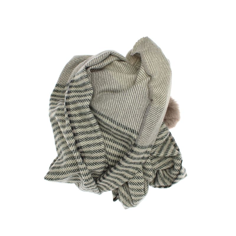 Fashion, accesorii si bijuterii - Femei - Accesorii femei - Esarfe si fulare femei - Esarfa de dama, ButicCochet, din casmir, cu ciucuri din blanita, 200 x 75 cm, Gri - ES1503 - Infinity.ro