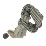 Fashion, accesorii si bijuterii - Femei - Accesorii femei - Esarfe si fulare femei - Esarfa de dama, ButicCochet, din casmir, cu ciucuri din blanita, 200 x 75 cm, Gri - ES1503 - Infinity.ro