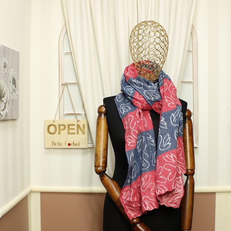 Fashion, accesorii si bijuterii - Femei - Accesorii femei - Esarfe si fulare femei - Esarfa de dama, ButicCochet, din casmir, ciucuri din blanita, 200 x 75 cm, Rosu - ES1514 - Infinity.ro