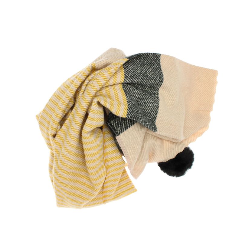 Fashion, accesorii si bijuterii - Femei - Accesorii femei - Esarfe si fulare femei - Esarfa de dama, ButicCochet, din casmir, cu ciucuri din blanita, 200 x 75 cm, Multicolor - ES1508 - Infinity.ro