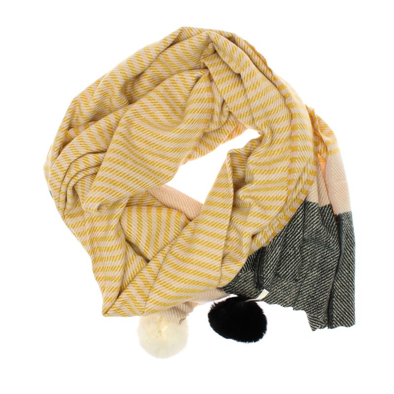 Fashion, accesorii si bijuterii - Femei - Accesorii femei - Esarfe si fulare femei - Esarfa de dama, ButicCochet, din casmir, cu ciucuri din blanita, 200 x 75 cm, Multicolor - ES1508 - Infinity.ro