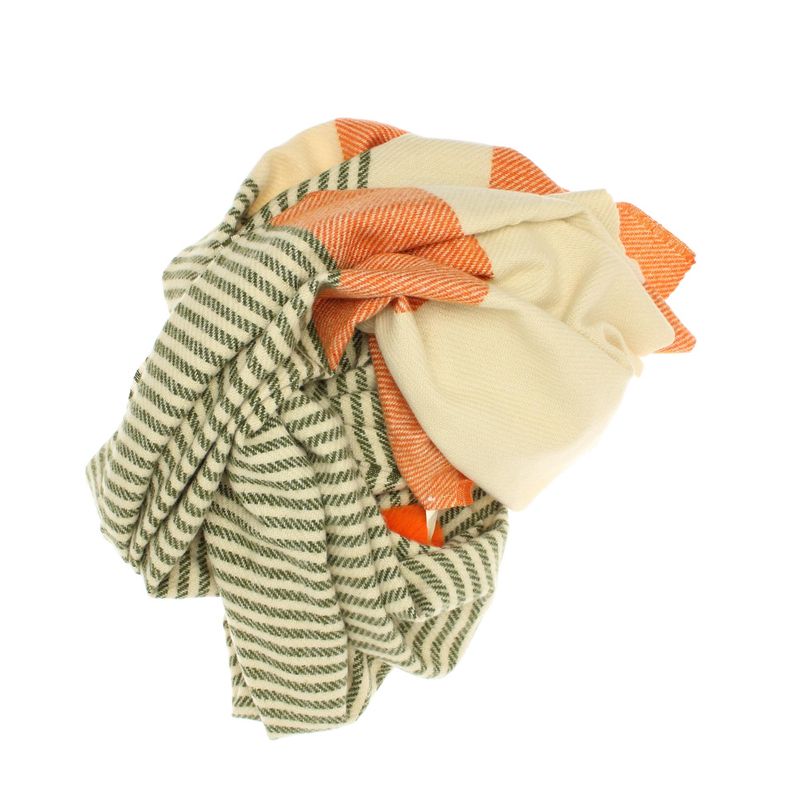 Fashion, accesorii si bijuterii - Femei - Accesorii femei - Esarfe si fulare femei - Esarfa de dama, ButicCochet, din casmir, cu ciucuri din blanita, 200 x 75 cm, Portocaliu - ES1507 - Infinity.ro