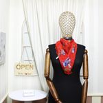 Fashion, accesorii si bijuterii - Femei - Accesorii femei - Esarfe si fulare femei - Esarfa de dama, Buticcochet, 60x60 cm, 40% matase 60% poliester, cu imprimeu floral, Rosu - ES2009 - Infinity.ro