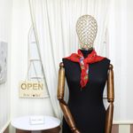Fashion, accesorii si bijuterii - Femei - Accesorii femei - Esarfe si fulare femei - Esarfa de dama, Buticcochet, 60x60 cm, 40% matase 60% poliester, cu imprimeu floral, Rosu - ES2009 - Infinity.ro