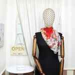 Fashion, accesorii si bijuterii - Femei - Accesorii femei - Esarfe si fulare femei - Esarfa de dama, Buticcochet, 60x60 cm, 40% matase 60% poliester, cu imprimeu floral, Rosu - ES2007 - Infinity.ro