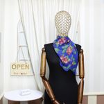 Fashion, accesorii si bijuterii - Femei - Accesorii femei - Esarfe si fulare femei - Esarfa de dama, Buticcochet, 60x60 cm, 40% matase 60% poliester, cu imprimeu floral, Albastru - ES2021 - Infinity.ro