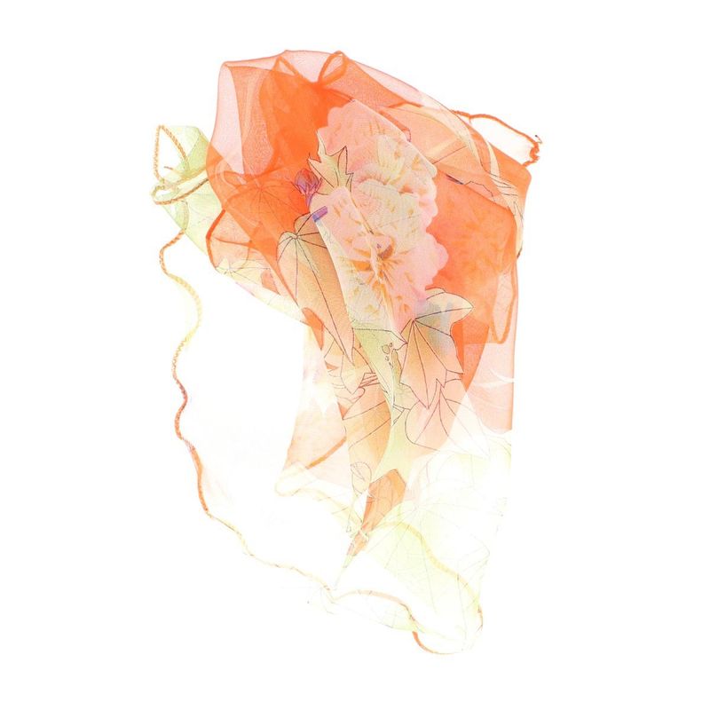 Fashion, accesorii si bijuterii - Femei - Accesorii femei - Esarfe si fulare femei - Esarfa de dama, Buticcochet, 60x60 cm, 40% matase 60% poliester, cu imprimeu floral, Portocaliu - ES2035 - Infinity.ro