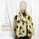 Fashion, accesorii si bijuterii - Femei - Accesorii femei - Esarfe si fulare femei - Esarfa de dama, Buticcochet, matase, 180 x 90 cm, imprimeu cu buline, Galben mustar - ES2182 - Infinity.ro