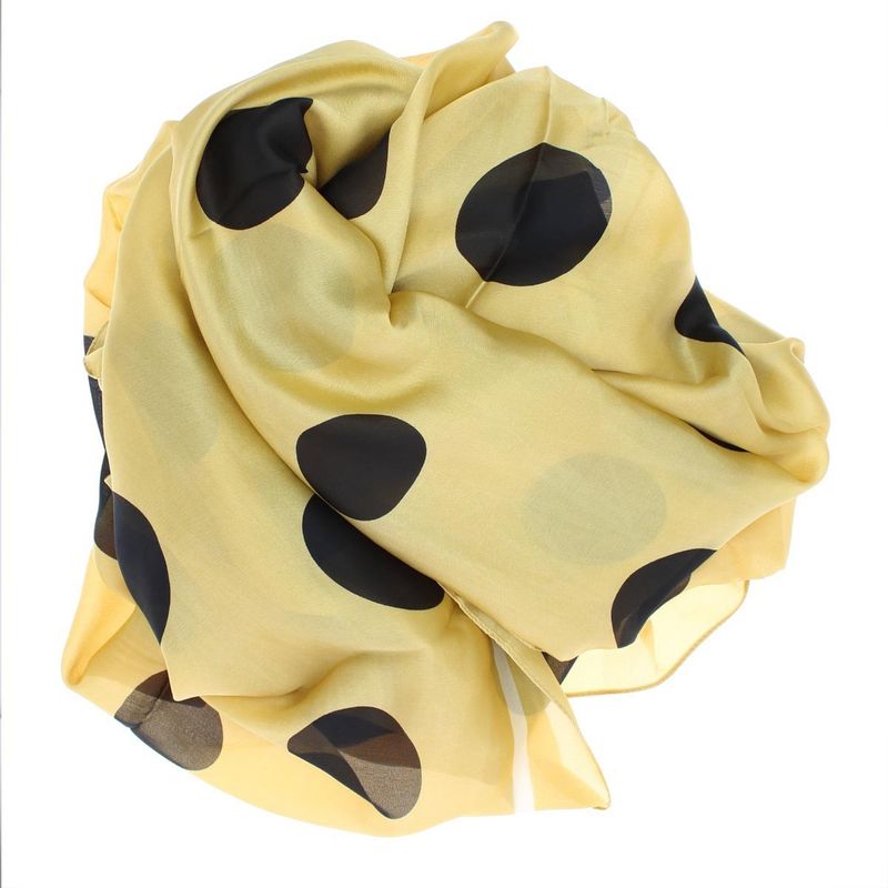 Fashion, accesorii si bijuterii - Femei - Accesorii femei - Esarfe si fulare femei - Esarfa de dama, Buticcochet, matase, 180 x 90 cm, imprimeu cu buline, Galben mustar - ES2182 - Infinity.ro