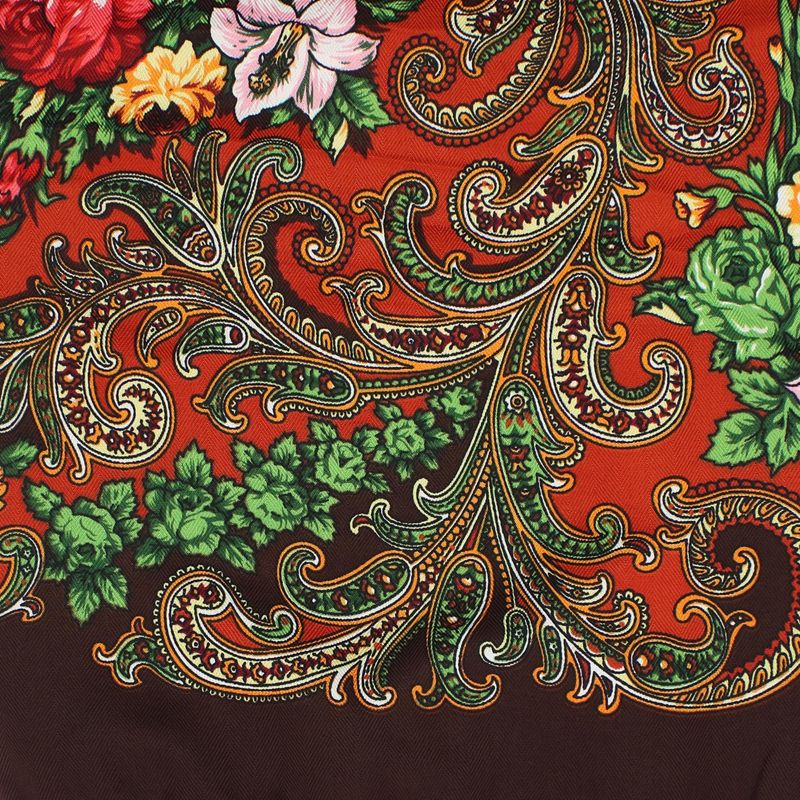 Fashion, accesorii si bijuterii - Femei - Accesorii femei - Esarfe si fulare femei - Sal de dama, Buticcochet, Viscoza, cu imprimeu floral, 108x108 cm, Maro - ES1834 - Infinity.ro