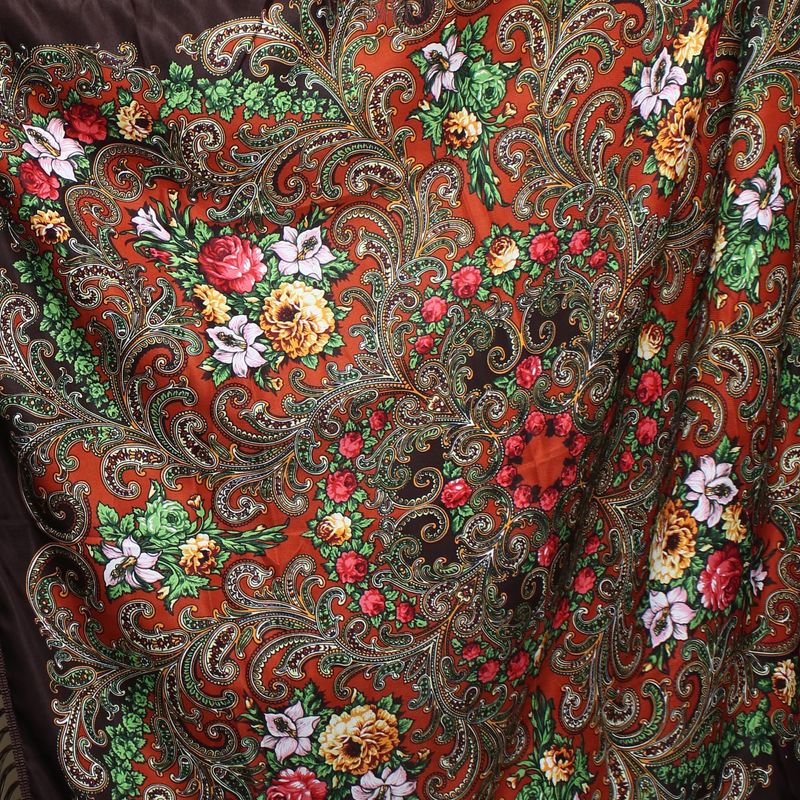 Fashion, accesorii si bijuterii - Femei - Accesorii femei - Esarfe si fulare femei - Sal de dama, Buticcochet, Viscoza, cu imprimeu floral, 108x108 cm, Maro - ES1834 - Infinity.ro