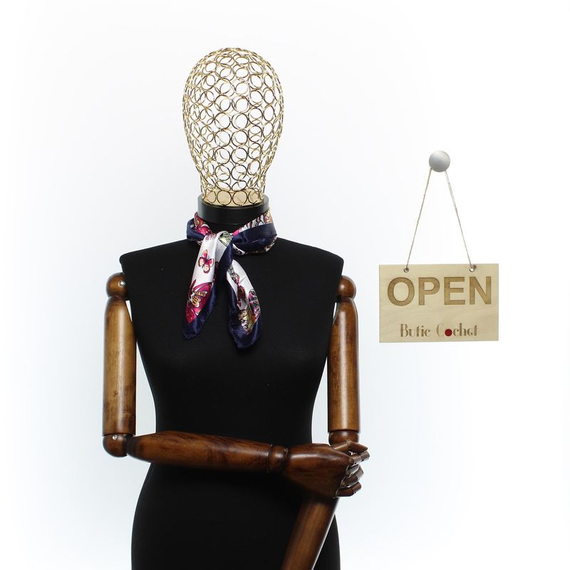 Fashion, accesorii si bijuterii - Femei - Accesorii femei - Esarfe si fulare femei - Batic de dama, 50 x 50 cm, ButicCochet, din satin, multicolor - ES2564 - Infinity.ro