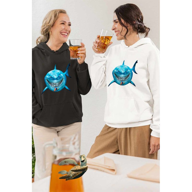 Fashion, accesorii si bijuterii - Femei - Imbracaminte femei - Hanorace femei - Hanorac Femei Cautarea lui Nemo Bruce Rechin Ocean Geometric, alb, marime 2XL - Infinity.ro