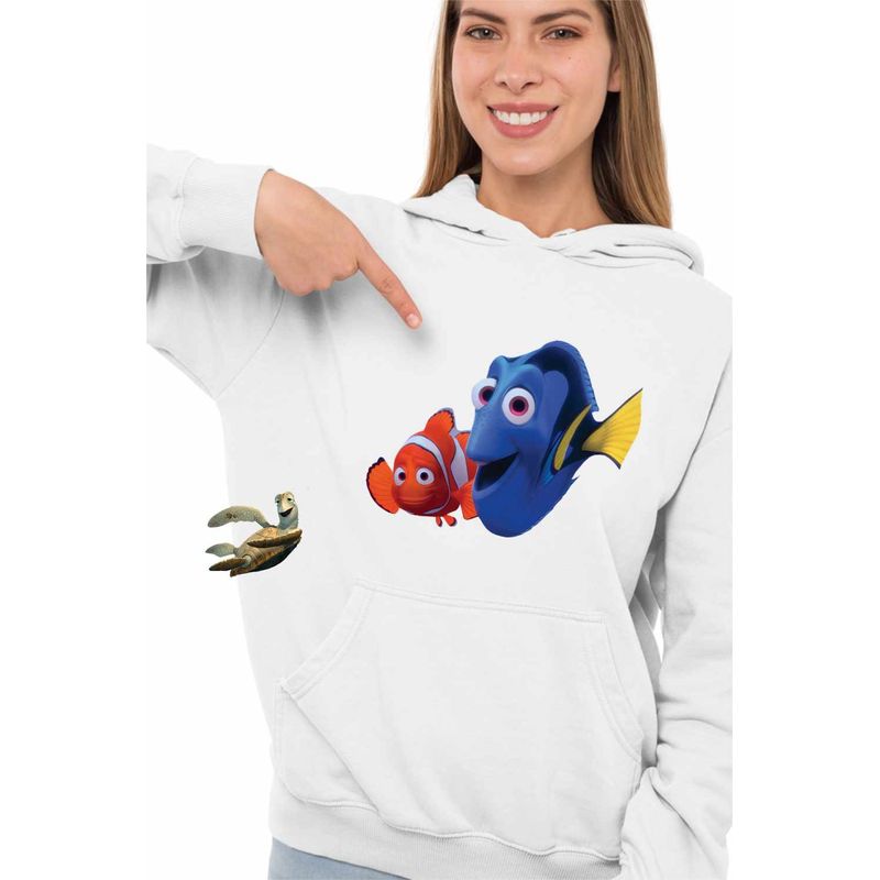 Fashion, accesorii si bijuterii - Femei - Imbracaminte femei - Hanorace femei - Hanorac Femei Cautarea lui Nemo Dory Marlin Tata Viata Marina, alb, marime 2XL - Infinity.ro