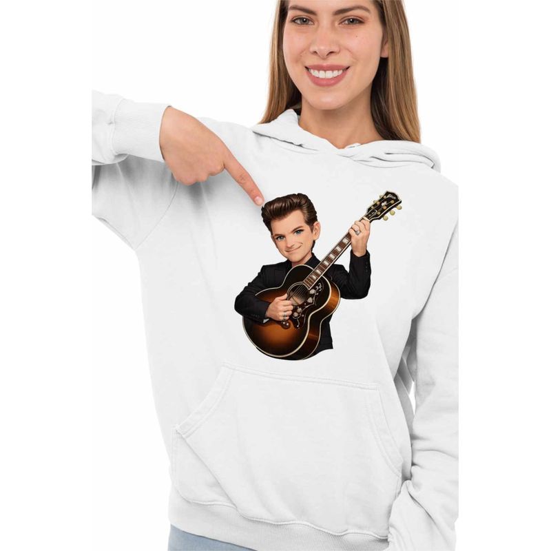 Fashion, accesorii si bijuterii - Femei - Imbracaminte femei - Hanorace femei - Hanorac Femei Chris Isaak Guitar, alb, marime 2XL - Infinity.ro
