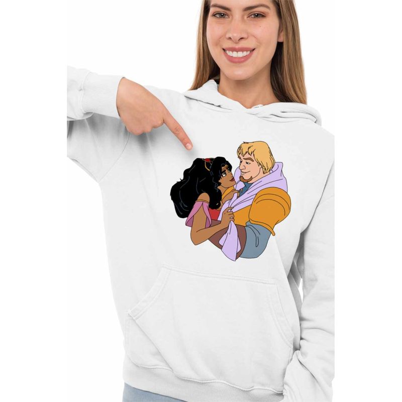 Fashion, accesorii si bijuterii - Femei - Imbracaminte femei - Hanorace femei - Hanorac Femei Cocosatul de la Notre-Dame Esmeralda Phoebus, alb, marime 2XL - Infinity.ro