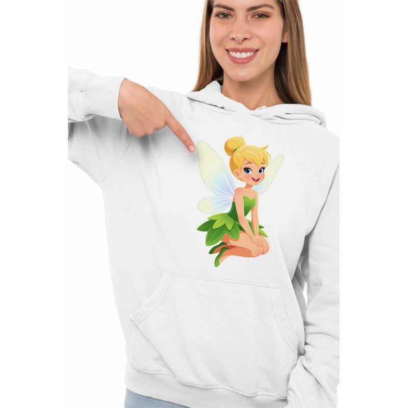 Fashion, accesorii si bijuterii - Femei - Imbracaminte femei - Hanorace femei - Hanorac Femei Clopotica Peter Pan Tinker Bell, alb, marime 2XL - Infinity.ro