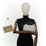 Fashion, accesorii si bijuterii - Femei - Accesorii femei - Genti si rucsacuri femei - Geanta clutch, de dama, din material sintetic, ButicCochet, 21x12x4 cm, Argintiu - GND1155 - Infinity.ro