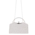 Fashion, accesorii si bijuterii - Femei - Accesorii femei - Genti si rucsacuri femei - Geanta clutch, de dama, din material sintetic, ButicCochet, 21x12x4 cm, Argintiu - GND1155 - Infinity.ro